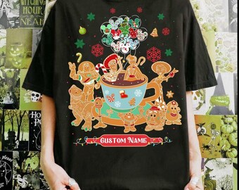 Personalized Disney Toy Story Gingerbread Teacup Balloons Disney Christmas Shirt, Mickey's Very Merry Christmas Shirt, Ginger Cookies Shirt