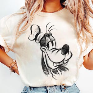 Disney A Goofy Movie Goofy Sketch Portrait T-Shirt, Disney Goofy Shirt, Disneyland Trip Family Matching Outfits, Magic Kingdom Shirt image 1