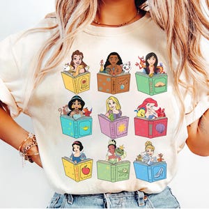Disney Princess Sidekicks & Books Shirt, Disney Princesses Reading Book Shirt, Book Lovers Gift Shirt, Disneyland Family Matching Shirt