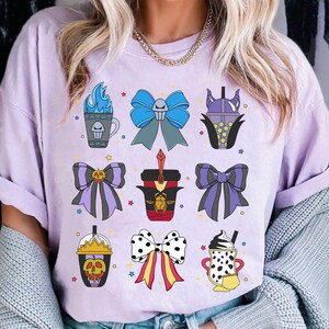 Retro Disney Villains Epcot Drinking Coquette Bows Shirt, Disney Villains Hades Cruella Evil Queen Maleficent Shirt, Disneyland Trip Shirt image 2