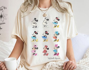 Camiseta de Disney Mickey y sus amigos Minnie Mouse a través de los años, Camiseta de Minnie Mouse, Camiseta de Magic Kingdom, Conjuntos familiares para un viaje a Disneyland