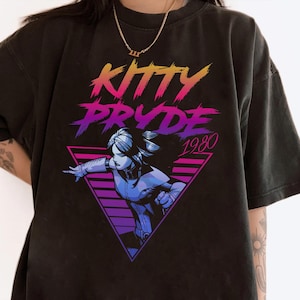 Marvel X-Men Kitty Pryde Retro Neon Dreieck Grafik T-Shirt, WWW Urlaubsreise, Disneyland Familienfeier Geschenk 2025, Disneyland Reise Outfits