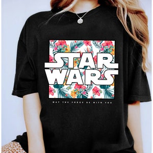 Maglietta con logo floreale Star Wars "Che la forza sia con te", maglietta per il giorno di Star Wars, Magic Kingdom, Walt Disney World, Disneyland Family Outfits