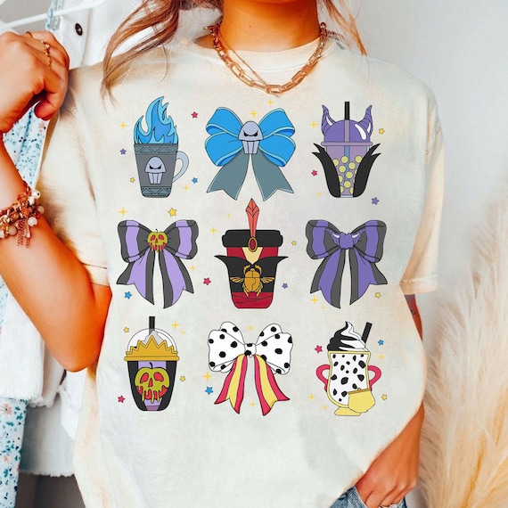 Retro Disney Villains Epcot Drinking Coquette Bows Shirt, Disney Villains Hades Cruella Evil Queen Maleficent Shirt, Disneyland Trip Shirt