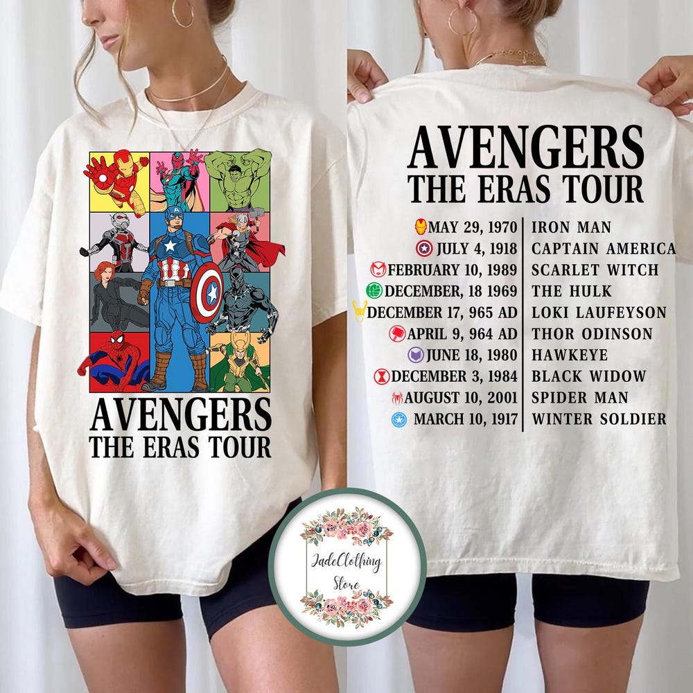 Disney Avengers The Eras Tour Shirt, Disney Marvel Superhero Shirt, Father'S Day Iron Man Hulk Black Panther Shirt, Disneyland Trip Shirt Bespoketshirt Collections