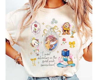 Disney Beauty And The Beast Characters Coquette Bows Shirt, Belle Beast Lumiere Cogsworth Chip Mrs. Potts, Disneyland Trip Family Outfits