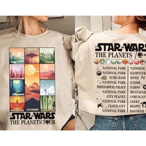 2-Sided Vintage Disney Star Wars Shirt, The Planets Tour T-shirt, Galaxy&#39;s Edge Star Wars Planets Group Tee, Disneyland Trip Family Outfits