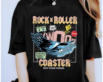 Camiseta vintage de Disney Rock and Roller Coaster, camiseta de Disney Hollywood Studios, regalo para fiesta familiar en Disneyland 2026, atuendos para viajes a Disney World