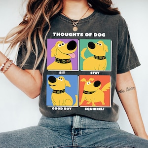 Disney Pixar Up Dug Thoughts Of Dog Expressions Box Up T-Shirt, Maglietta del film Up, Abiti coordinati per la famiglia per il viaggio a Disneyland, Maglietta del Magic Kingdom