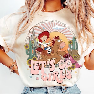 Retro Disney Toy Story Jessie and Bullseye Let's Go Girls Comfort Colors Shirt, Vintage Disney Cowgirls Shirt, Disneyland Family Trip Shirt image 1