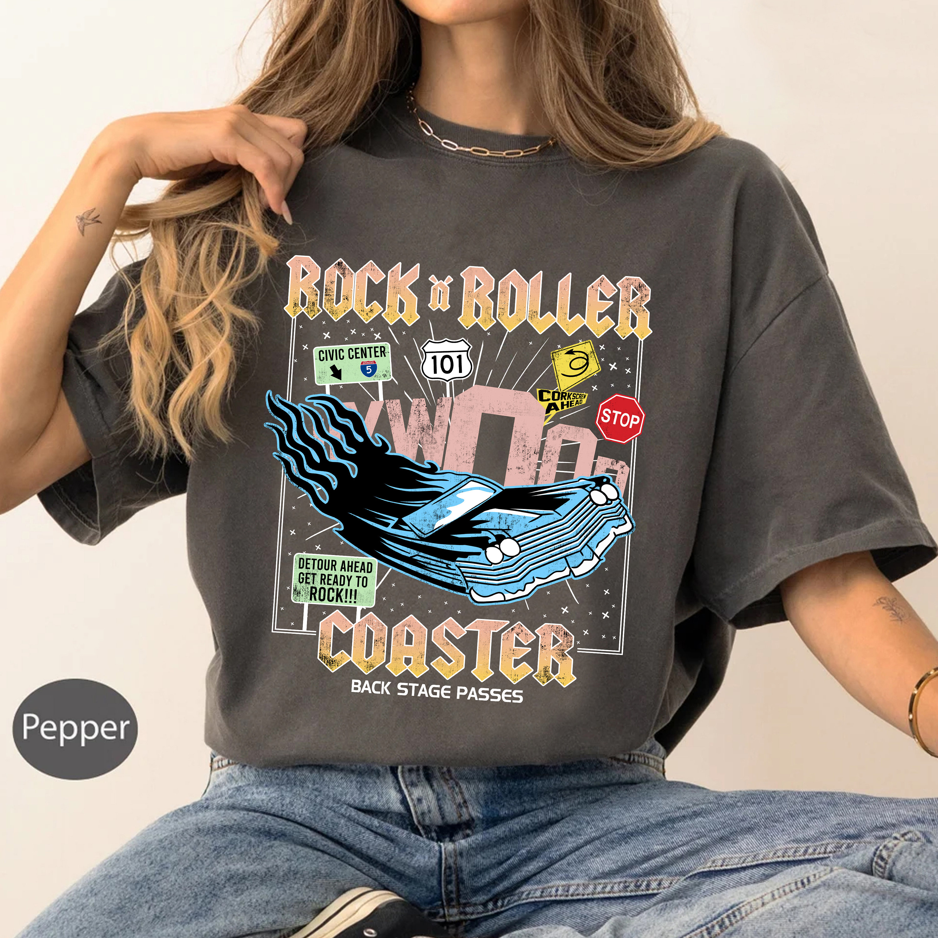 Vintage Disney Rock N Roller Coaster Shirt, Disney Hollywood