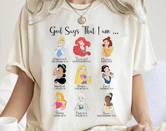 Camiseta "Dios dice que soy princesa", Disney Dios dice, Disney cristiano, Camiseta grupal de princesas Disney, Conjuntos familiares a juego para viaje a Disneyland