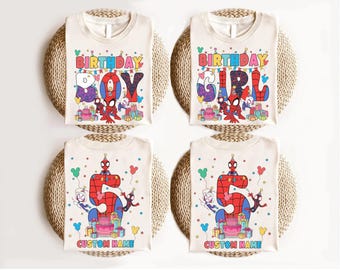 Camiseta de aniversário personalizada com todos os personagens da Disney, dupla face, para meninos e meninas. Camiseta combinando para a família Disneyland.