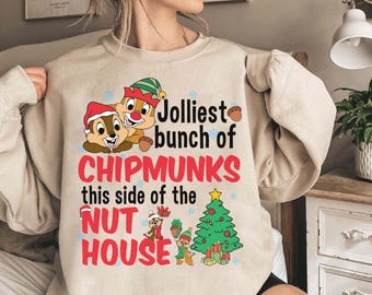 Disney Chip and Dale Christmas Shirt, Christmas Chip and Dale Jolliest Bunch Very Merry Christmas Lights Shirt, Disneyland Christmas Shirt
