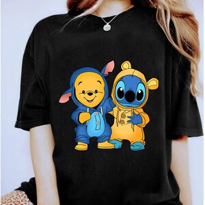 Disney Winnie The Pooh and Stitch Friends Costume T-shirt, Stitch Friends Cosplay Shirt, Lilo and Stitch, Disneyland Family Matching Shirt image 2