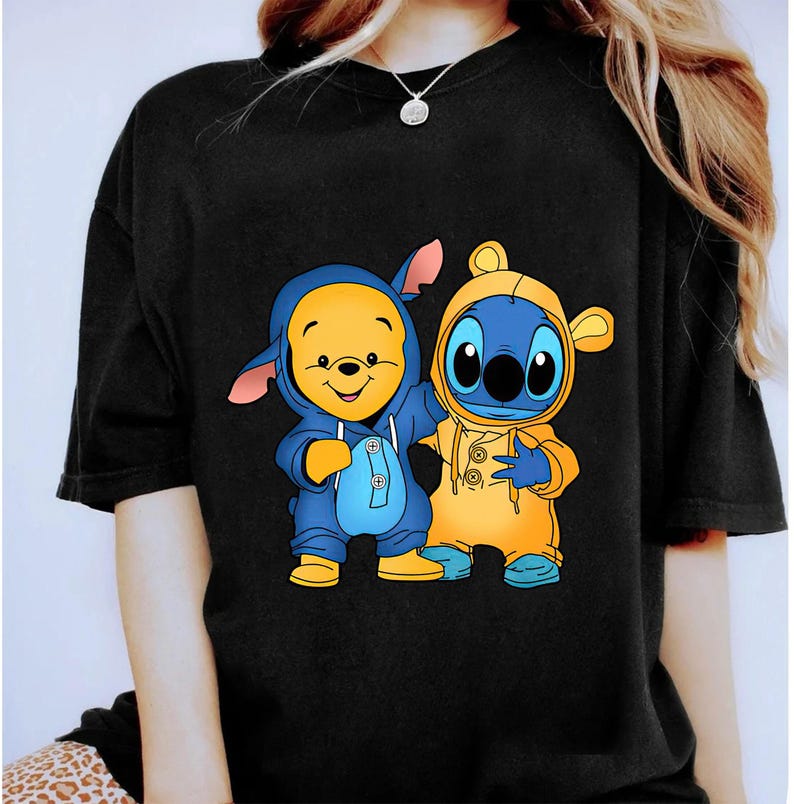 Disney Winnie The Pooh and Stitch Friends Costume T-shirt, Stitch Friends Cosplay Shirt, Lilo and Stitch, Disneyland Family Matching Shirt image 2