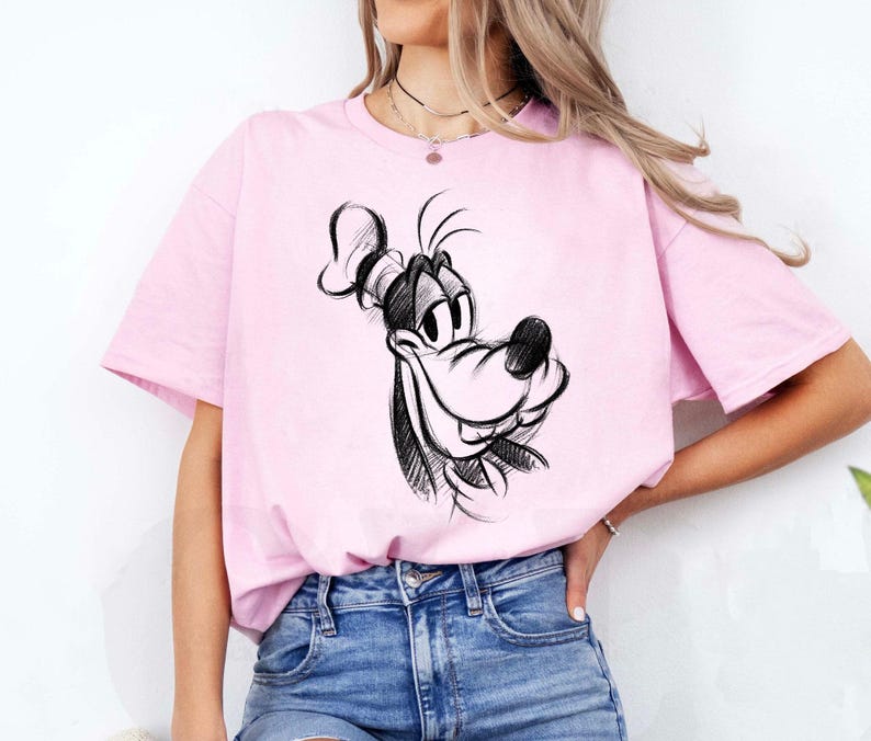 Disney A Goofy Movie Goofy Sketch Portrait T-Shirt, Disney Goofy Shirt, Disneyland Trip Family Matching Outfits, Magic Kingdom Shirt image 2