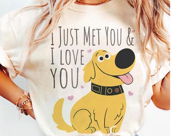 Disney Pixar UP Dug I Just Met You Quote T-Shirt, Dug Portrait Shirt, Disneyland Trip Family Matching Outfits, Magic Kingdom Shirt