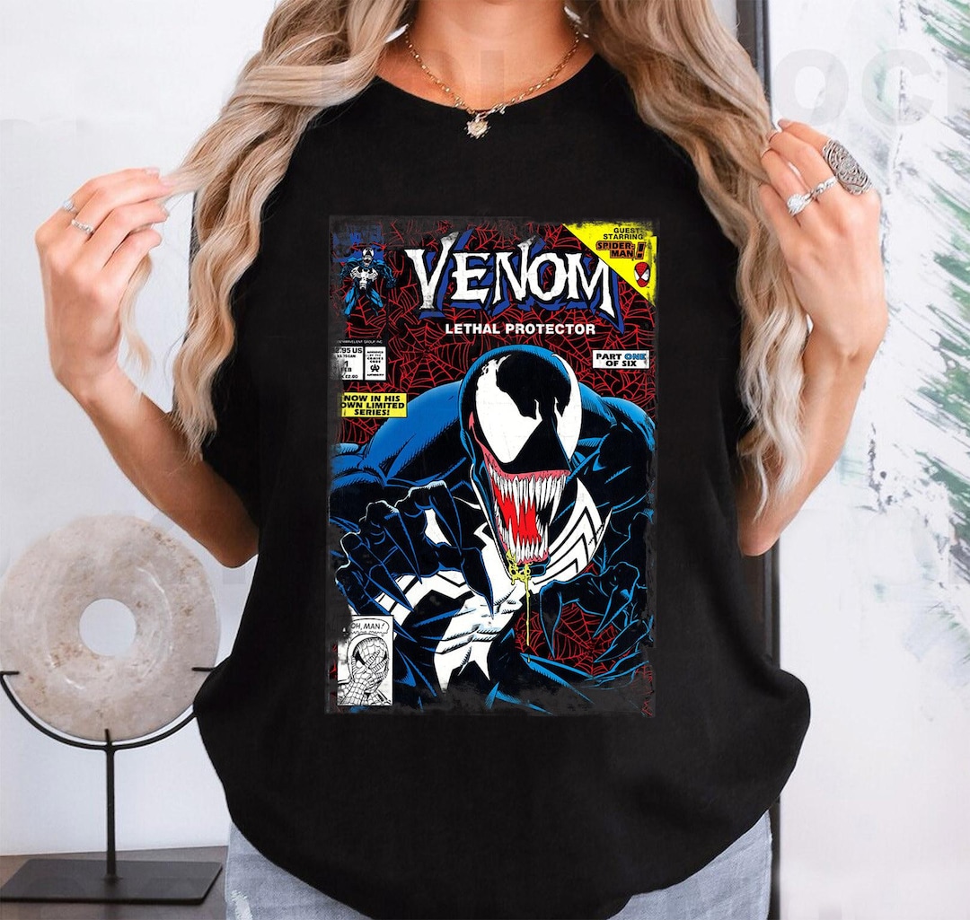 Marvel Venom Vintage Comic Book Cover T-shirt, Marvel Logo Shirt