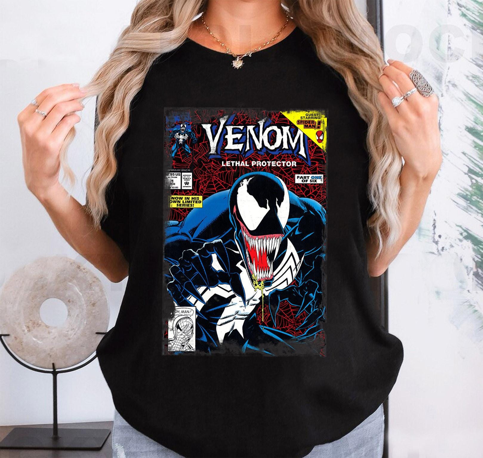 Marvel Venom Vintage Comic Book Cover T-shirt, Marvel Logo Shirt