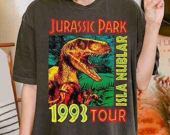Jurassic Park Isla Nublar 1993 Tour Poster Grafik-Shirt, Jurassic World Dinosaurier T-Rex Shirt, Universal Studios Hollywood Reise-Shirt