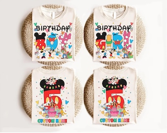 Two-sided Personalized Disney Mickey and Friends Birthday Shirt, Birthday Boy Girl Shirt, Kid Name Age Shirt, Disneyland Trip Shirt