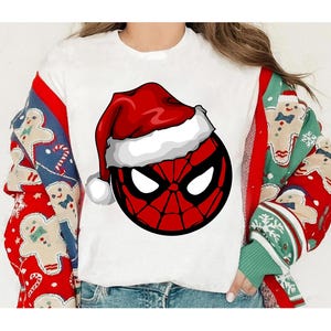 Marvel Santa Spider-Man Christmas Shirt, The Avengers Spider-Man Face Christmas Shirt, Disneyland Xmas Matching Shirt, Walt Disney World Tee image 3