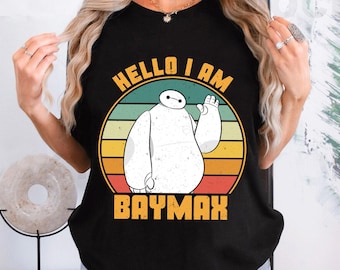 Retro Big Hero Hello I Am Baymax Shirt, Cute Baymax Shirt, Big Hero 6 Shirt, Disneyland Trip Family Matching Outfits, Magic Kingdom Shirt