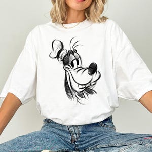 Disney A Goofy Movie Goofy Sketch Portrait T-Shirt, Disney Goofy Shirt, Disneyland Trip Family Matching Outfits, Magic Kingdom Shirt image 3