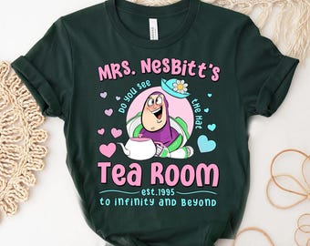 Camiseta del Salón de Té de la Sra. Nesbitt de Toy Story de Disney Pixar, camiseta vintage de Buzz Lightyear de Nesbitt, viaje a Disneyland 2026, atuendos para viajar a Disneyland