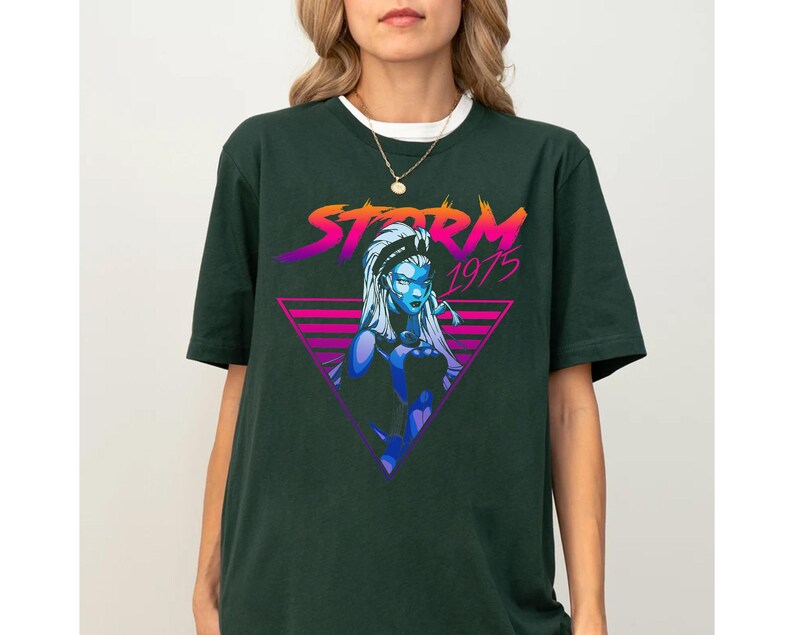 Marvel X-Men Storm 80's Retro Triangle Gradient T-Shirt, WDW Vacation Trip, Disneyland Family Party Gift 2026, Disneyland Trip Outfits image 4