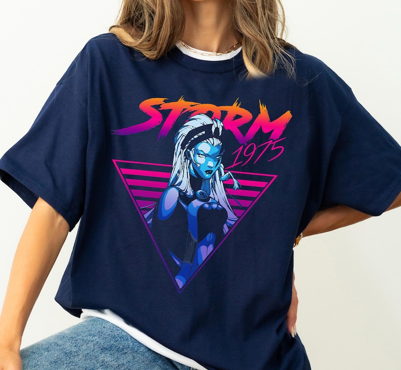Marvel X-Men Storm 80's Retro Triangle Gradient T-Shirt, WDW Vacation Trip, Disneyland Family Party Gift 2026, Disneyland Trip Outfits image 1