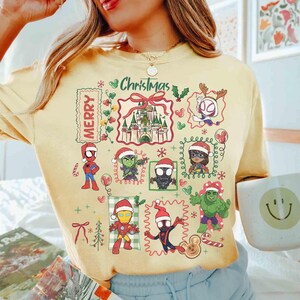 Camiseta navideña de Disney Spidey y sus increíbles amigos, camiseta navideña a juego de Marvel, camiseta de Walt Disney World, camiseta de viaje a Disneyland imagen 4