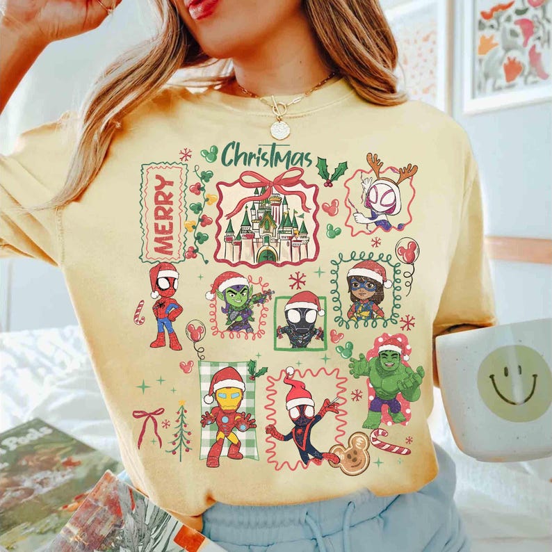 Camiseta navideña de Disney Spidey y sus increíbles amigos, camiseta navideña a juego de Marvel, camiseta de Walt Disney World, camiseta de viaje a Disneyland imagen 4