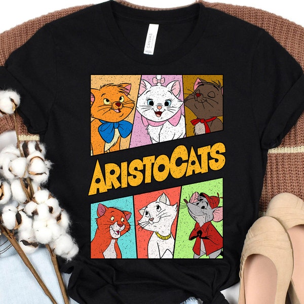 Disney The Aristocats Vintage Group Retro 90s T-Shirt, Marie, Duchess, Berlioz, Disneyland Trip Family Matching Outfits, Magic Kingdom Shirt