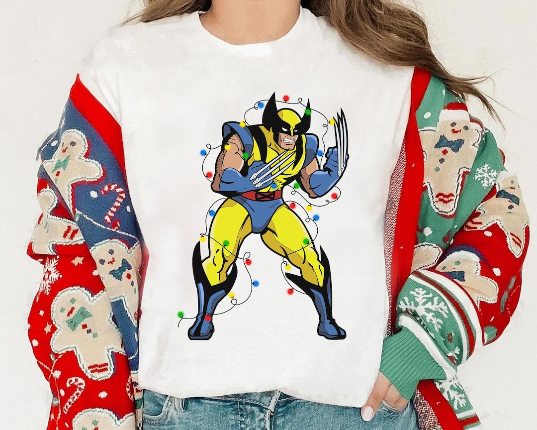 Marvel X-men Wolverine Christmas Lights Graphic T-shirt, Christmas MCU ...