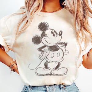 Disney Mickey Mouse Sketch Portrait T-Shirt, Mickey and Friends Shirt, Magic Kingdom Shirt, Disneyland Trip Family Outfits,Walt Disney World