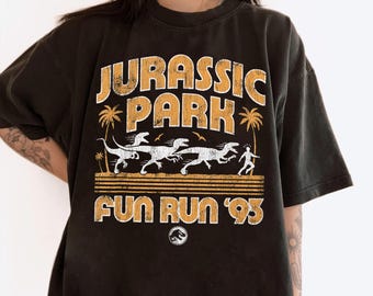 Vintage Jurassic Park Fun Run '93 Shirt, Jurassic World Dinosaur T-Rex Shirt, Universal Studios Hollywood Trip Family Matching Shirt