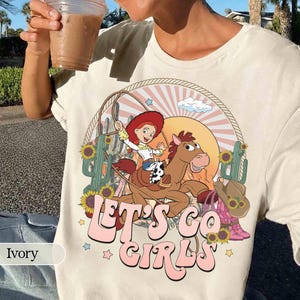 Retro Disney Toy Story Jessie and Bullseye Let's Go Girls Comfort Colors Shirt, Vintage Disney Cowgirls Shirt, Disneyland Family Trip Shirt
