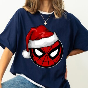 Marvel Santa Spider-Man Christmas Shirt, The Avengers Spider-Man Face Christmas Shirt, Disneyland Xmas Matching Shirt, Walt Disney World Tee image 2