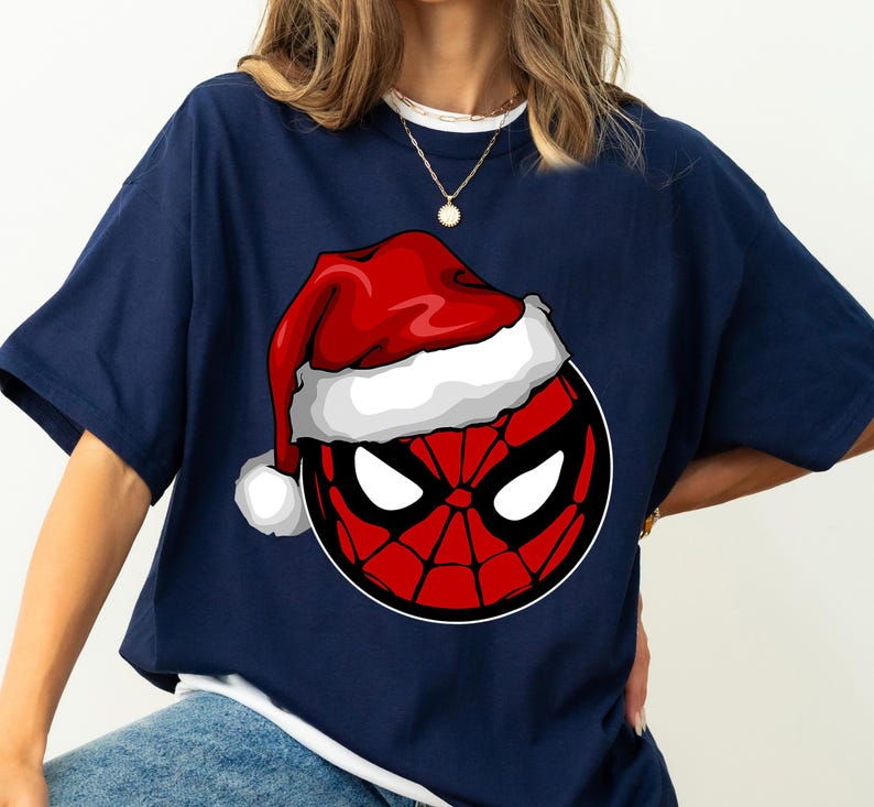 Marvel Santa Spider-Man Christmas Shirt, The Avengers Spider-Man Face Christmas Shirt, Disneyland Xmas Matching Shirt, Walt Disney World Tee image 2
