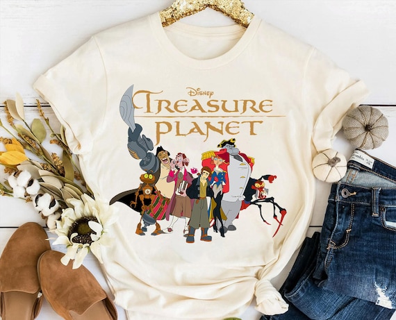 ディズニー・トレジャープラネットのロゴとキャラクターのTシャツ