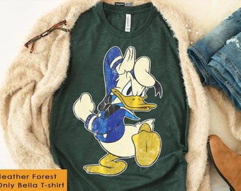T-shirt graphique portrait de Donald Duck Disney, chemise Mickey et ses amis, tenues assorties pour la famille voyage Disneyland, chemise Magic Kingdom
