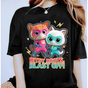 Disney Junior Super Kitties Ginny and Bitsy Boots Blast Off! T-Shirt, Cute Super Kitties Shirt, Disneyland Trip Family Matching Outfits