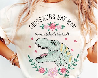 T-shirt vintage Jurassic Park : Les dinosaures mangent les hommes, les femmes héritent de la Terre, T-shirt Jurassic Park avec un T-Rex, T-shirt pour un voyage à Universal Studios Hollywood