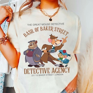 Vintage Disney Detektiv der großen Maus Basil von Baker Street Shirt, Disney Maus Detektiv Shirt, Disneyland Reise Familienoutfits
