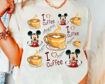 Maglietta Disney Topolino ama il caffè, Maglietta Disney Mamma ama il caffè, Maglietta Disney per gli amanti del caffè, Magic Kingdom, Maglietta coordinata per le vacanze a Disneyland