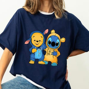 Disney Winnie The Pooh and Stitch Friends Costume T-shirt, Stitch Friends Cosplay Shirt, Lilo and Stitch, Disneyland Family Matching Shirt image 4