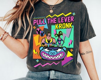 Retro 90er Jahre Yzma und Kronk ziehen den Hebel T-Shirt, des Kaisers neue Groove Shirt, Disneyland Reise Familie passende Outfits Shirt, Magic Kingdom