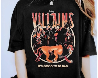 Camiseta retro de villanos de Disney "Es bueno ser malo", camiseta de Disney Scar, la Reina Malvada, Maléfica, Hades y Jafar, camiseta para viaje familiar a Disneyland.